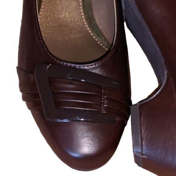 SOFT STYLE BY HUSH PUPPIES WOMENS PLEATS BE WITH YOU DRESS PUMP BROWN 8W - Picture 2 of 6